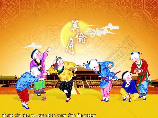nhung chu tieu vui xuan tren thien dinh file vector